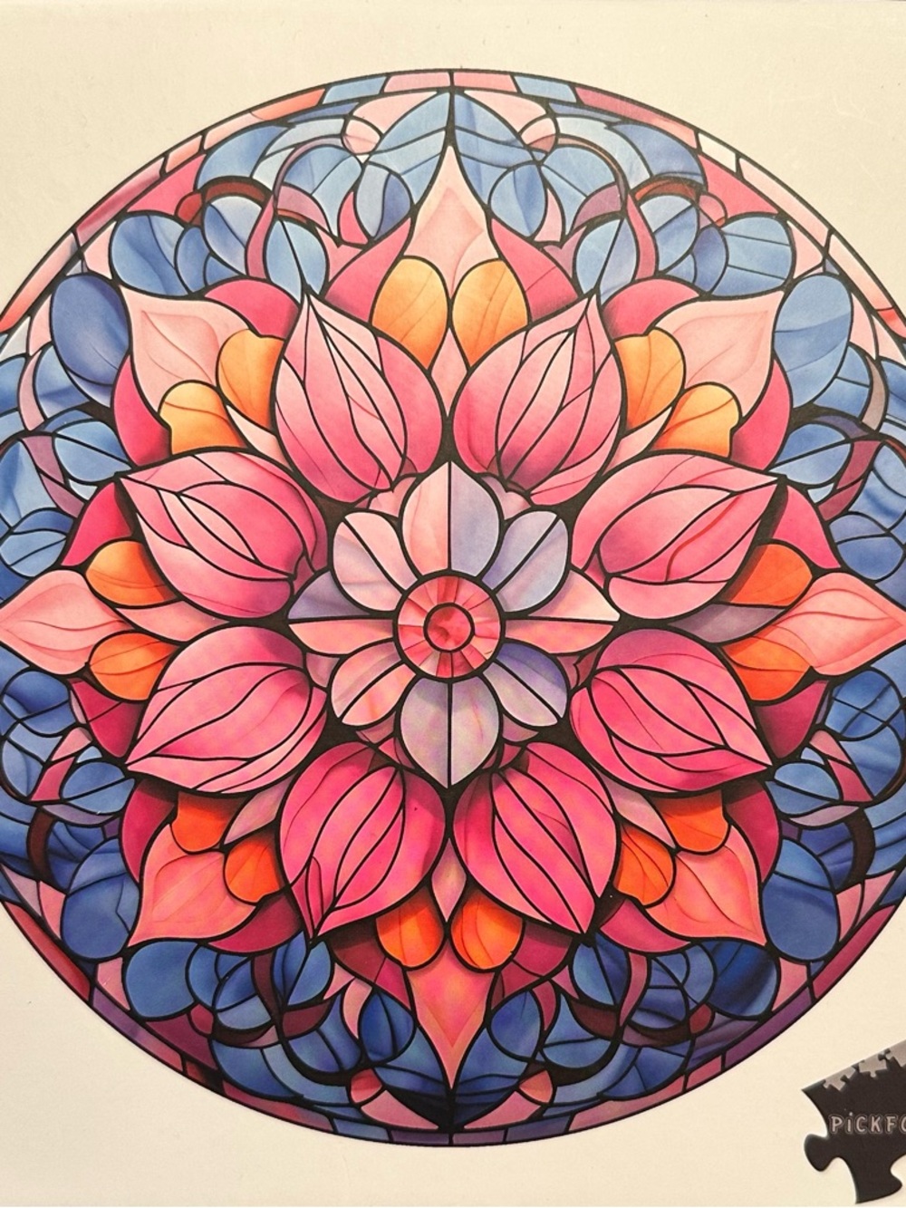 PICKFORU Stained Glass Mandala Floral Puzzle - 1000 pieces -
